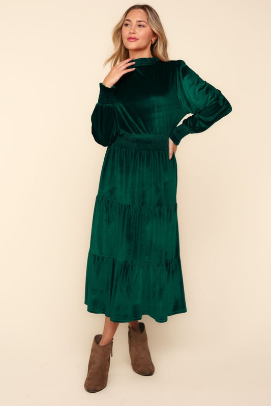 Haptics Mock Neck Smocked Waist Velvet Tiered Dress Apparel/Dress Dress Haptics Ship from USA TikTok Trendsi USPS Walmart Walmart Apparel Trendsi https://www.cyberehub.com