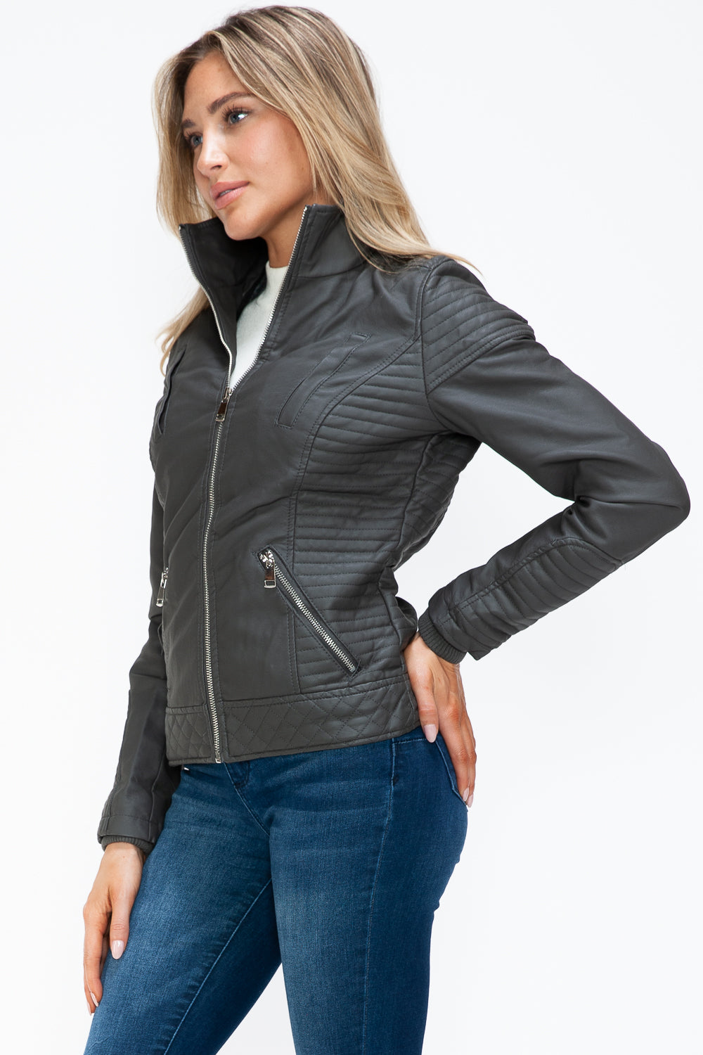 YMI Faux Layered Double-Zipper Jacket with Fuzzy Hood Tops/Jackets/Sweaters Clothing Tops Ship from USA TikTok Trendsi USPS Walmart YMI outerwear Trendsi https://www.cyberehub.com