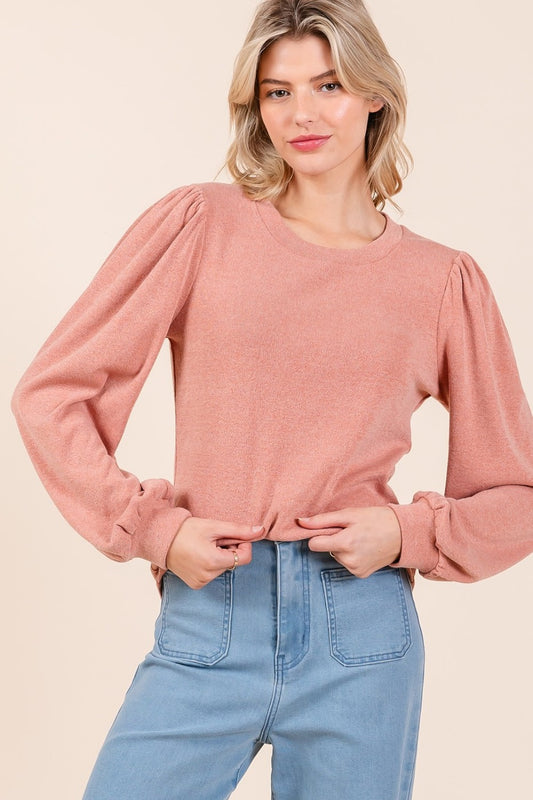 Mittoshop Round Neck Long Sleeve Rib Knit Top Coral Shirt Apparel Clothing Tops Mittoshop Ship from USA Shirts USA Women Trendsi https://www.cyberehub.com