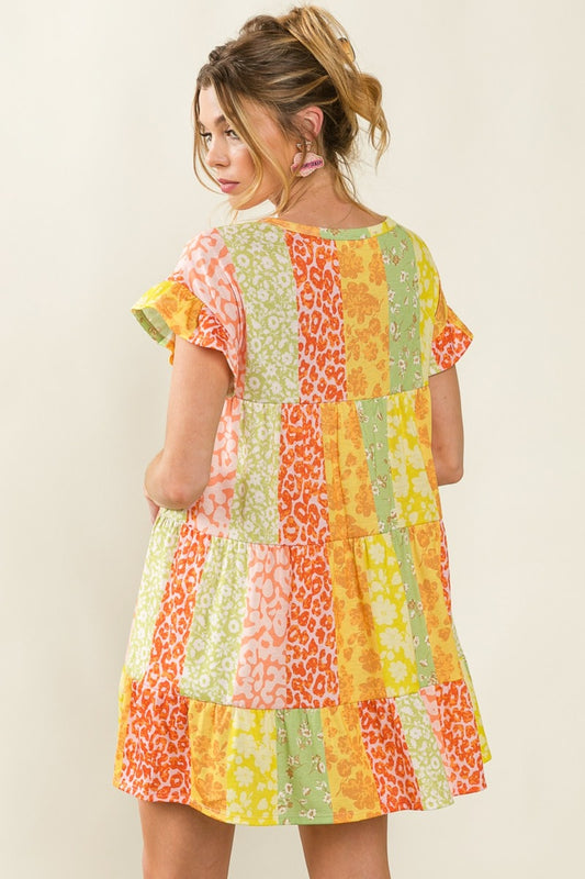 BiBi Leopard Short Sleeve Tiered Dress Apparel/Dress BiBi Dress Ship from USA TikTok Trendsi USPS Walmart Walmart Apparel Trendsi https://www.cyberehub.com