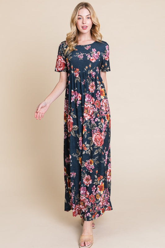 BOMBOM Floral Short Sleeve Maxi Dress Floral Apparel/Dress BOMBOM Dress Ship from USA TikTok Trendsi USPS Walmart Walmart Apparel Trendsi https://www.cyberehub.com