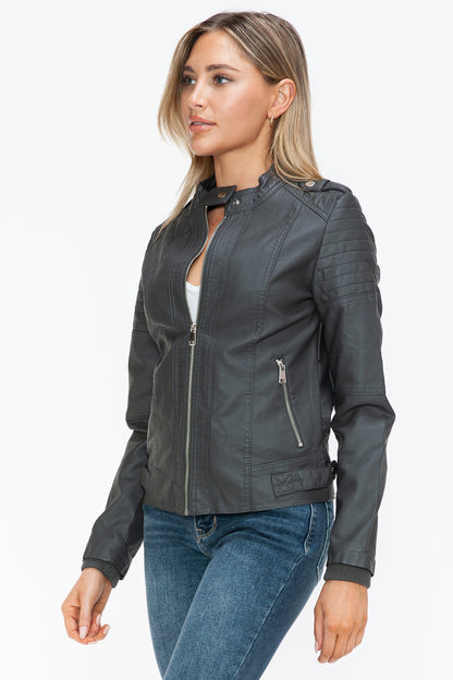 Snobbish PU Leather Biker Jacket with Side Zip Pockets Apparel Featured Ship from USA Snobbish Tiktok Trendsi USA USPS Walmart Trendsi https://www.cyberehub.com