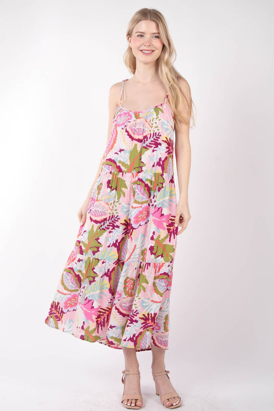 VERY J Tropical Printed Cami Midi Dress Pink Mix Apparel/Dress Dress Ship from USA TikTok Trendsi USPS VERY J Walmart Walmart Apparel Trendsi https://www.cyberehub.com