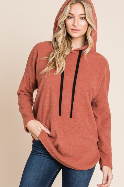 BOMBOM Contrast Drawstring Drop Shoulder Knit Hoodie Tops/Jackets/Sweaters BOMBOM Clothing Tops Ship from USA TikTok Trendsi USPS Walmart Trendsi https://www.cyberehub.com