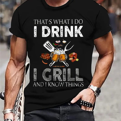 Men's Creative Top, Casual Short Sleeved Round Neck T-shirt, Summer Outdoor Casual Suit Black Apparel/Shirt/Graphic Shirt SNULLO https://www.cyberehub.com