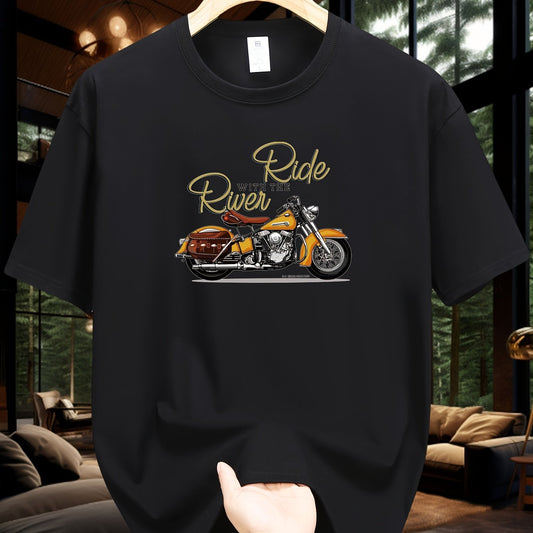 Men's Motorcycle Pattern Printed T-shirt, Short Sleeved Round Neck T-shirt, Summer Outdoor Men's Clothing Apparel/Shirt/Graphic Shirt SNULLO https://www.cyberehub.com