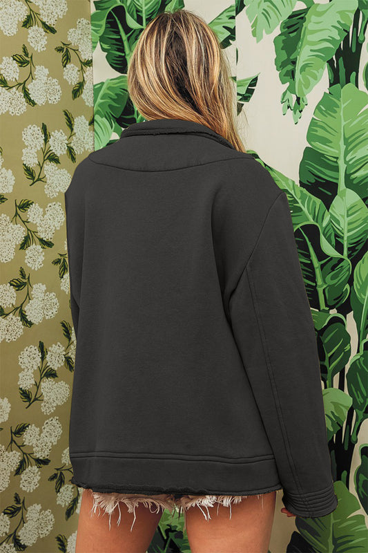 BiBi Single-Breasted Washed Fleece Jacket Shirt Apparel BiBi Clothing Tops Ship from USA Shirts USA Women Trendsi https://www.cyberehub.com