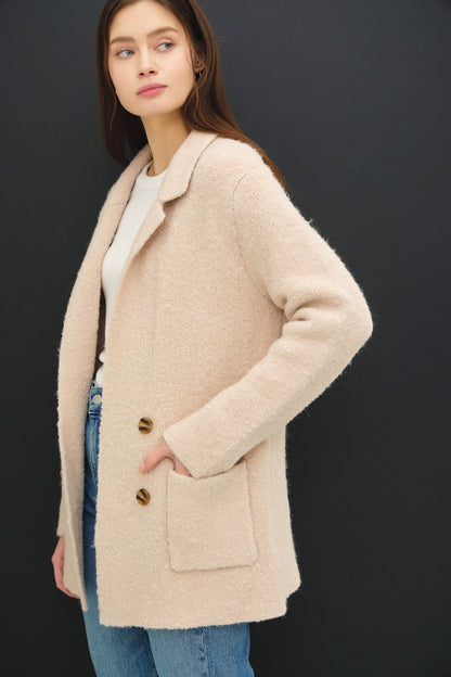 Be Cool Textured Double-Breasted Coat with Pockets Tops/Jackets/Sweaters BE COOL Clothing Tops Ship from USA TikTok Trendsi USPS Walmart Trendsi https://www.cyberehub.com