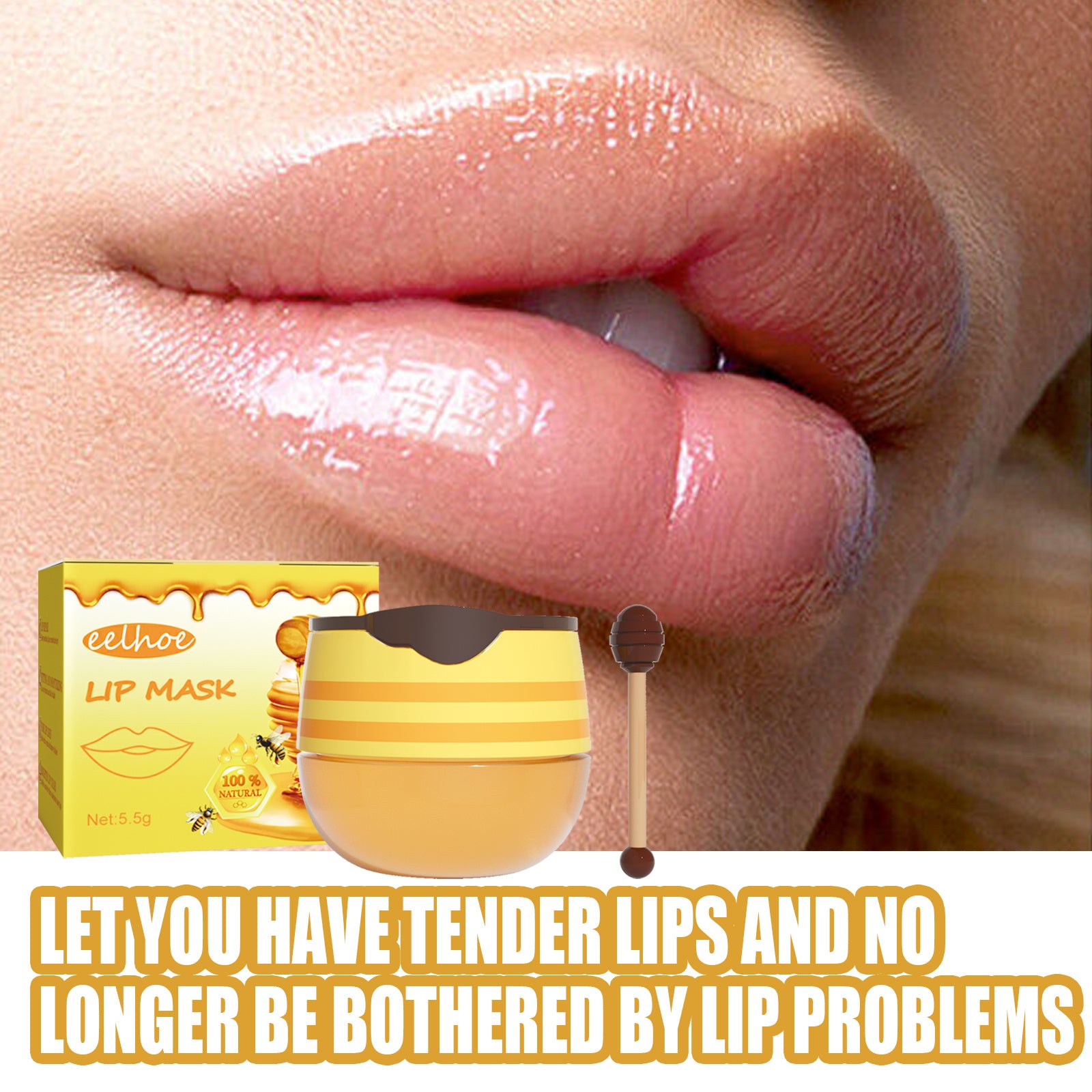 EELHOE Honey Lip Mask Moisturizing Exfoliating Lip Care Bee Lipstick Health Beauty CJ USa USPS Muqe https://www.cyberehub.com