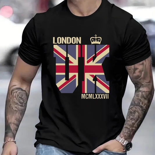 British Flag Printed T-shirt, Men's T-shirt, Summer Casual Short Sleeved T-shirt Apparel/Shirt/Graphic Shirt SNULLO https://www.cyberehub.com