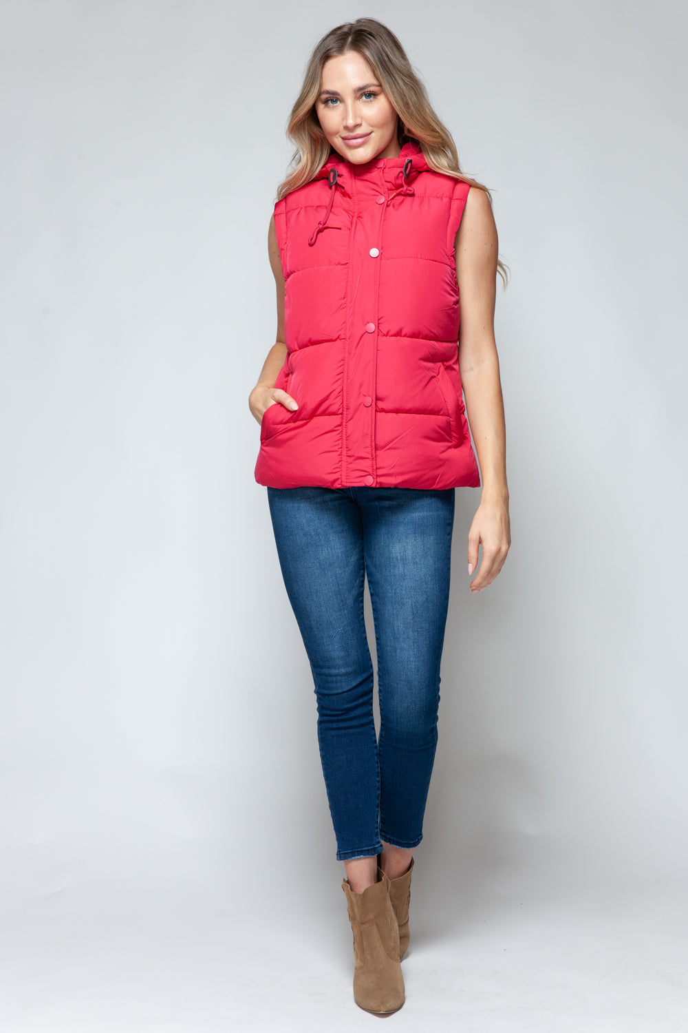 Snobbish Snap and Zip Closure Hooded Vest Shirt Apparel Clothing Tops price-change-job-active Ship from USA Shirts Snobbish USA Women Trendsi https://www.cyberehub.com