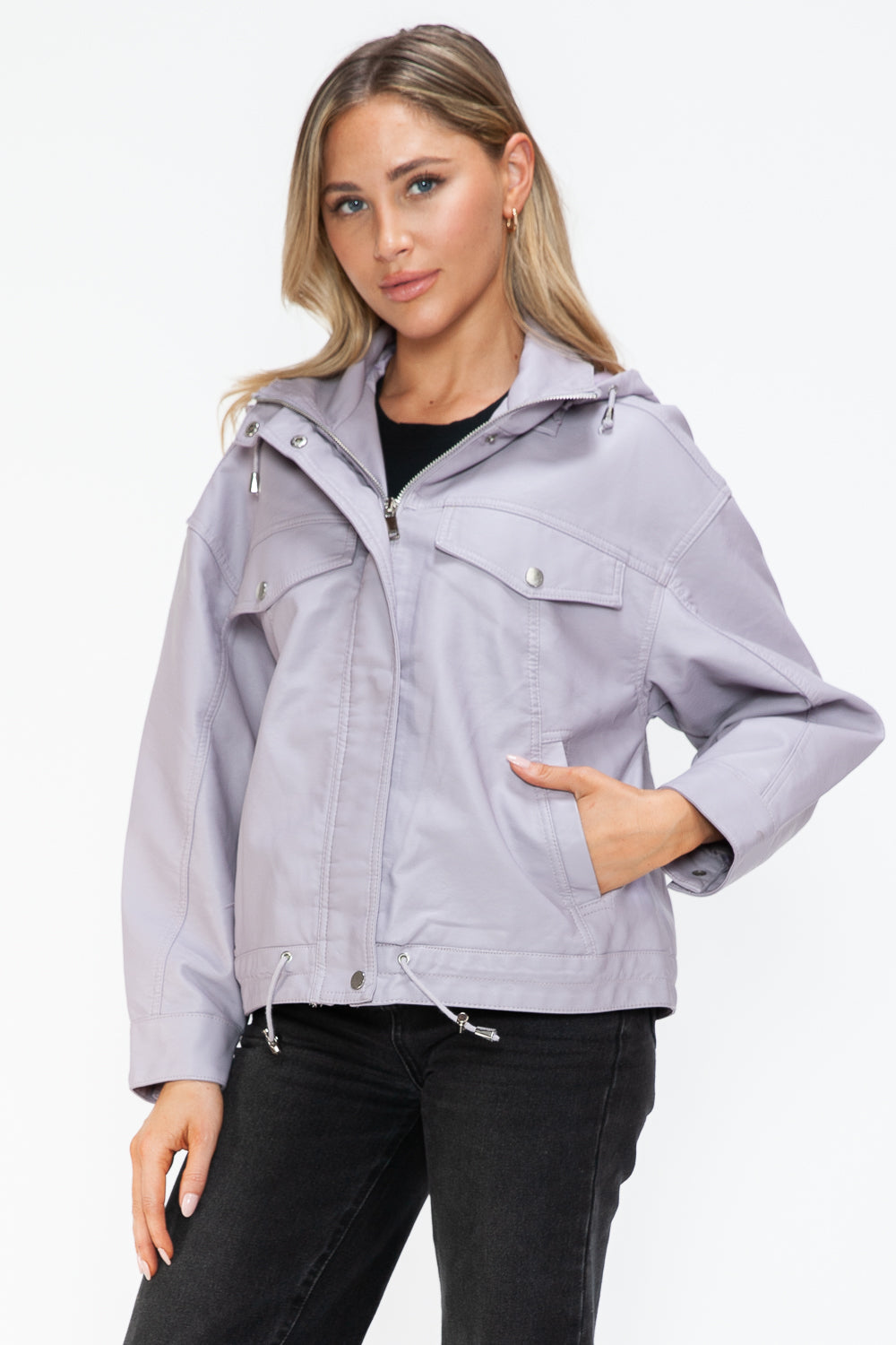 How Dare U Drawstring Hem PU Leather Zip Up Jacket Apparel Featured How Dare U Ship from USA Tiktok Trendsi USA USPS Walmart Trendsi https://www.cyberehub.com
