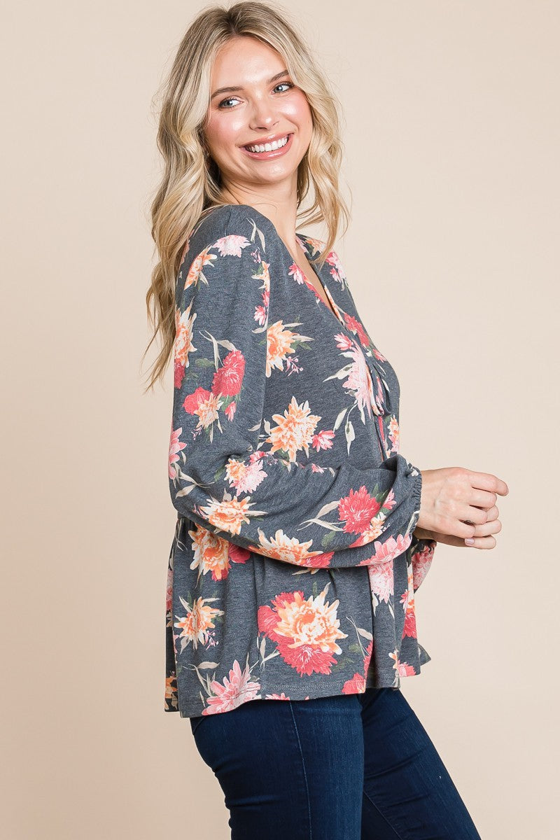 Super Lady Full Size Babydoll Floral Long Sleeve Blouse Apparel/Tops Ship from USA Super Lady TikTok Tops Trendsi USPS Walmart Walmart Apparel Trendsi https://www.cyberehub.com