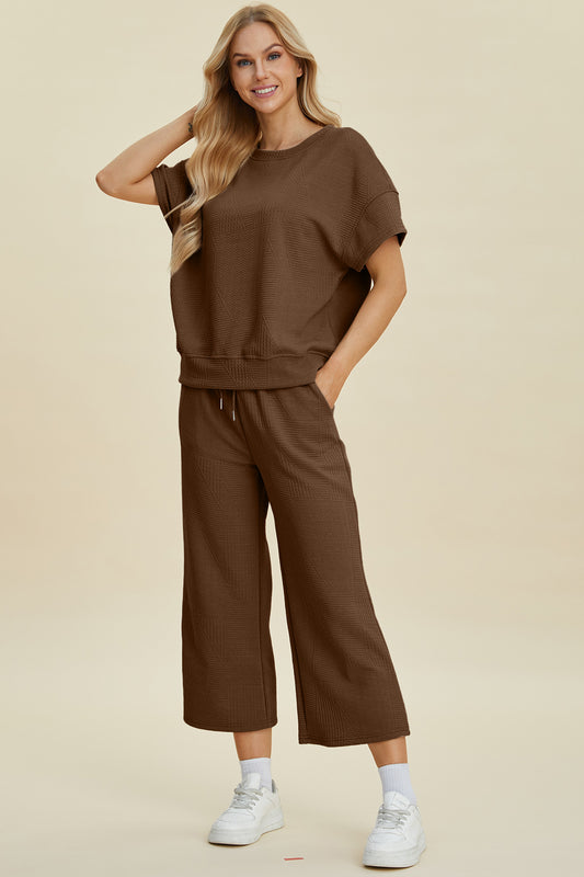 Double Take Full Size Texture Round Neck Top and Pants Set Brown Tops/Jackets/Sweaters Clothing Tops Double Take Ship from USA TikTok Trendsi USPS Walmart Trendsi https://www.cyberehub.com