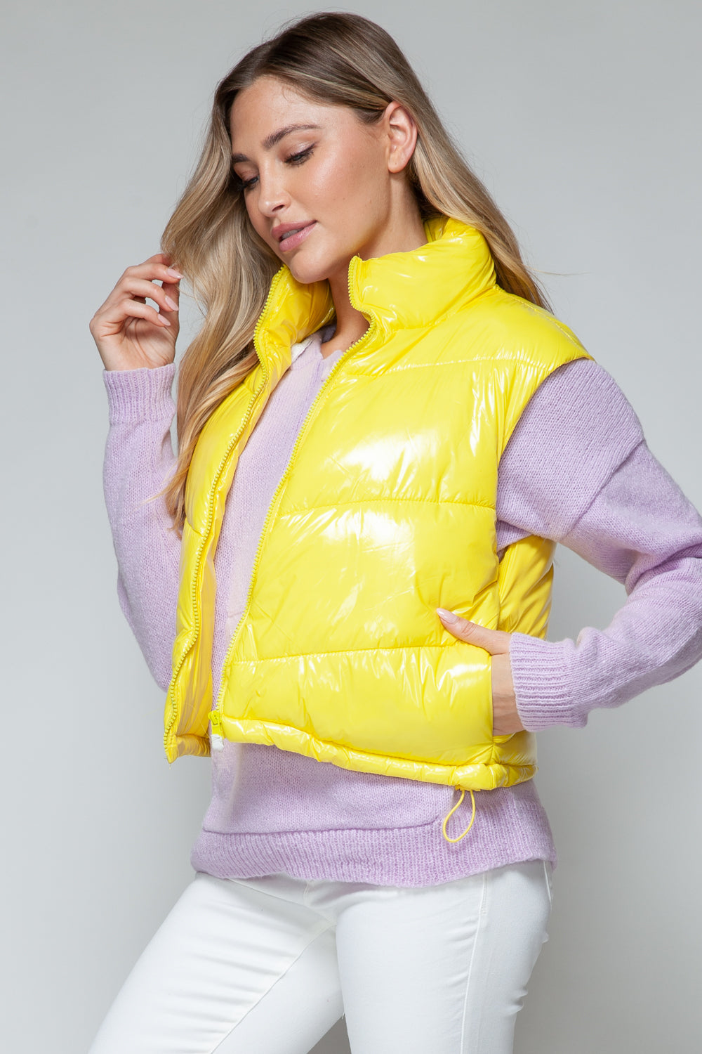 Snobbish Zip Up Turtleneck Shiny Quilted Vest Shirt Apparel Clothing Tops Ship from USA Shirts Snobbish USA Women Trendsi https://www.cyberehub.com