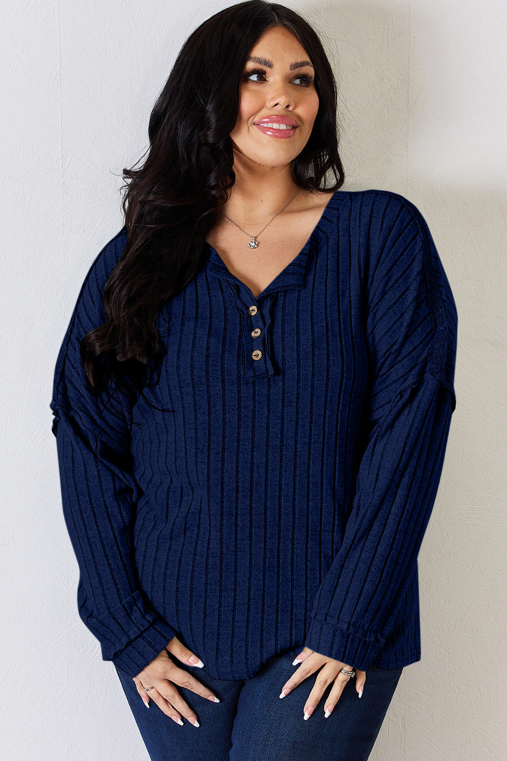 Basic Bae Full Size Ribbed Half Button Long Sleeve T-Shirt Apparel/Tops Basic Bae Ship from USA TikTok Tops Trendsi USPS Walmart Walmart Apparel Trendsi https://www.cyberehub.com