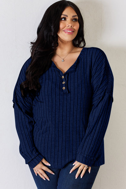 Basic Bae Full Size Ribbed Half Button Long Sleeve T-Shirt Apparel/Tops Basic Bae Ship from USA TikTok Tops Trendsi USPS Walmart Walmart Apparel Trendsi https://www.cyberehub.com