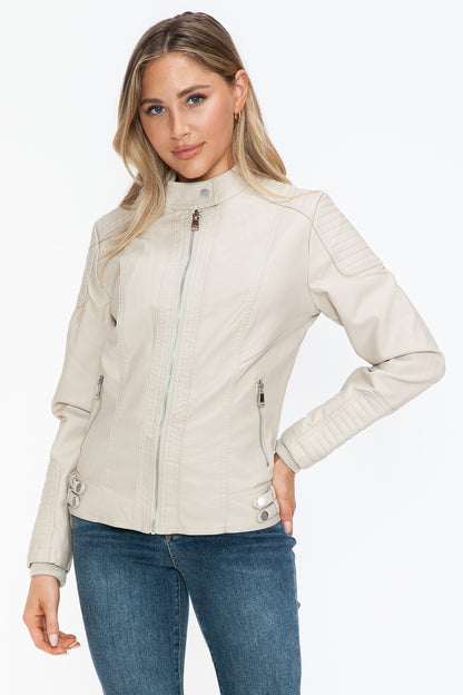 Snobbish Faux Leather Biker Jacket with Side Zip Pockets Tops/Jackets/Sweaters Clothing Tops Ship from USA Snobbish TikTok Trendsi USPS Walmart Trendsi https://www.cyberehub.com