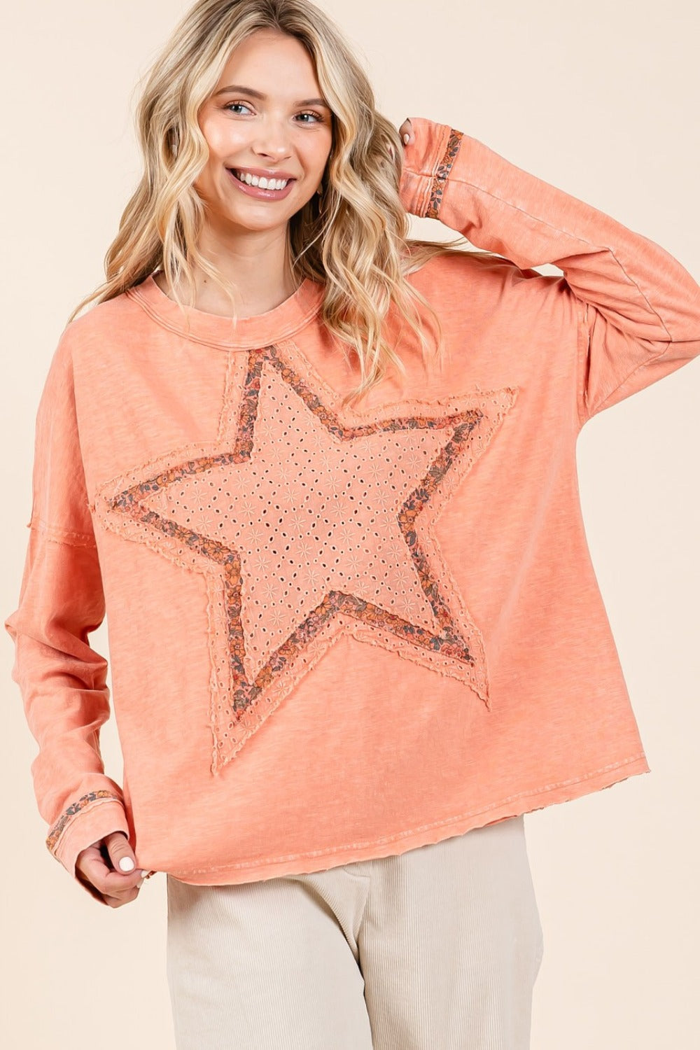 Mittoshop Mineral Wash Star Patch Long Sleeve T-Shirt Tops/Jackets/Sweaters Clothing Tops Mittoshop Ship from USA TikTok Trendsi USPS Walmart Trendsi https://www.cyberehub.com