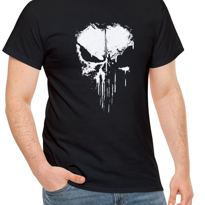Men's Fashionable Skull Print Sports T-shirt, Summer Casual Elastic Round Neck T-shirt Black Apparel/Shirt/Graphic Shirt SNULLO https://www.cyberehub.com