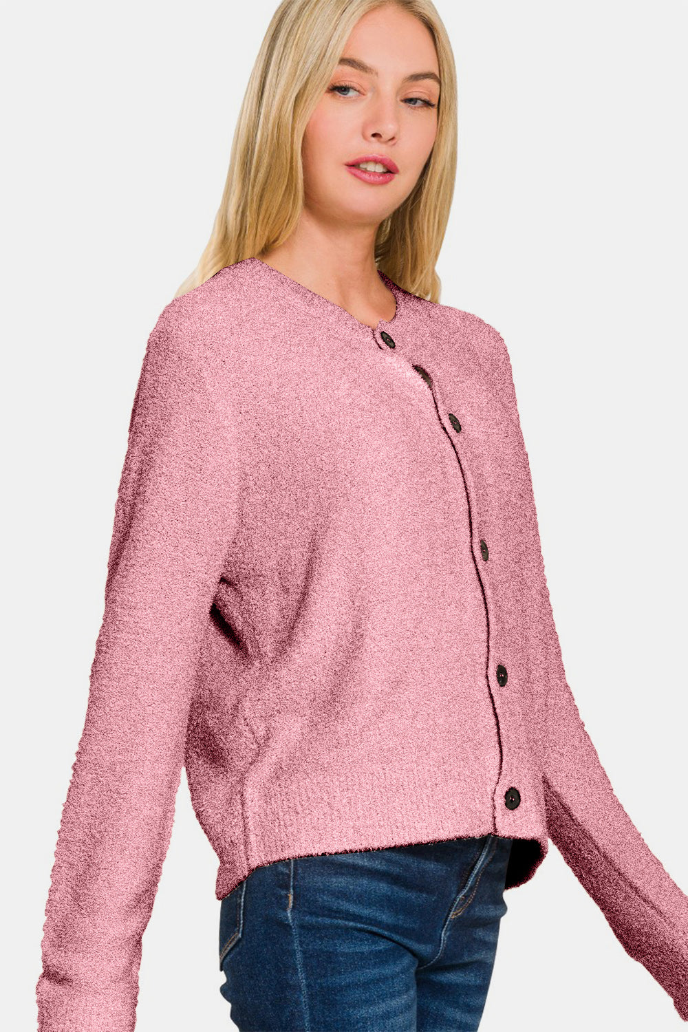 Zenana Button Down Long Sleeve Sweater Cardigan Shirt Apparel Clothing Tops Ship from USA Shirts USA Women Zenana Trendsi https://www.cyberehub.com