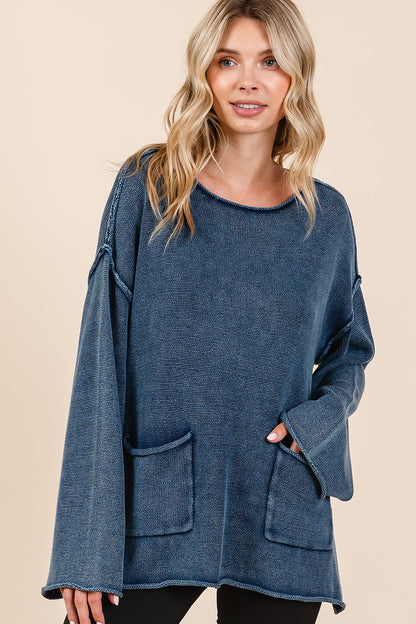 Mittoshop Mineral Wash Patch Pocket Cut Edge Sweater Midnight Tops/Jackets/Sweaters Clothing Tops Mittoshop Ship from USA TikTok Trendsi USPS Walmart Trendsi https://www.cyberehub.com