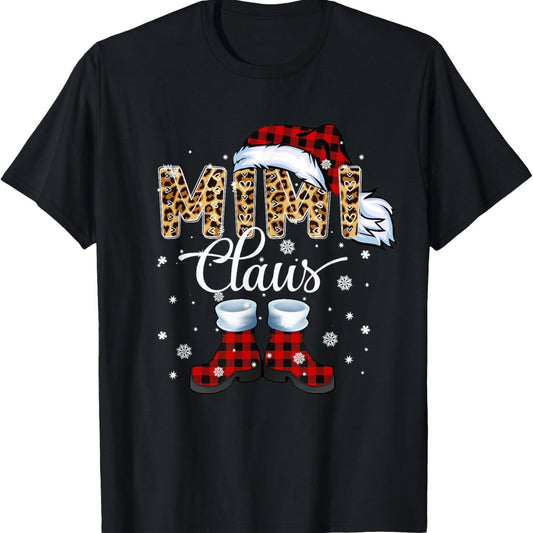 Christmas Mimi Klaus Leopard Print Water Buffalo Plaid Pajamas Christmas Men's T-shirt With Personalized Printed Pattern, Casual Round Neck Short Sleeved Shirt Apparel/Shirt/Graphic Shirt SNULLO https://www.cyberehub.com