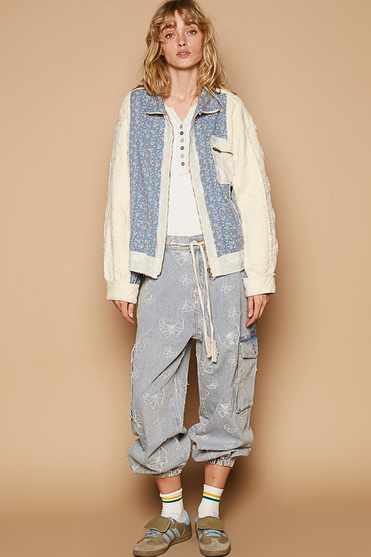 POL Floral Patchwork Zip Up Long Sleeve Jacket Apparel Apparel POL Ship from USA TikTok Trendsi Trendsi https://www.cyberehub.com