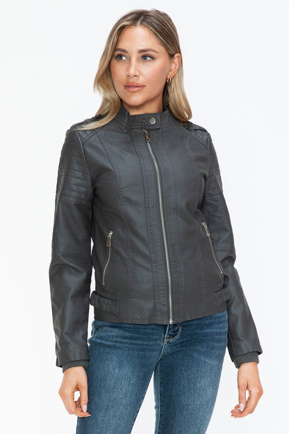 Snobbish PU Leather Biker Jacket with Side Zip Pockets Apparel Featured Ship from USA Snobbish Tiktok Trendsi USA USPS Walmart Trendsi https://www.cyberehub.com