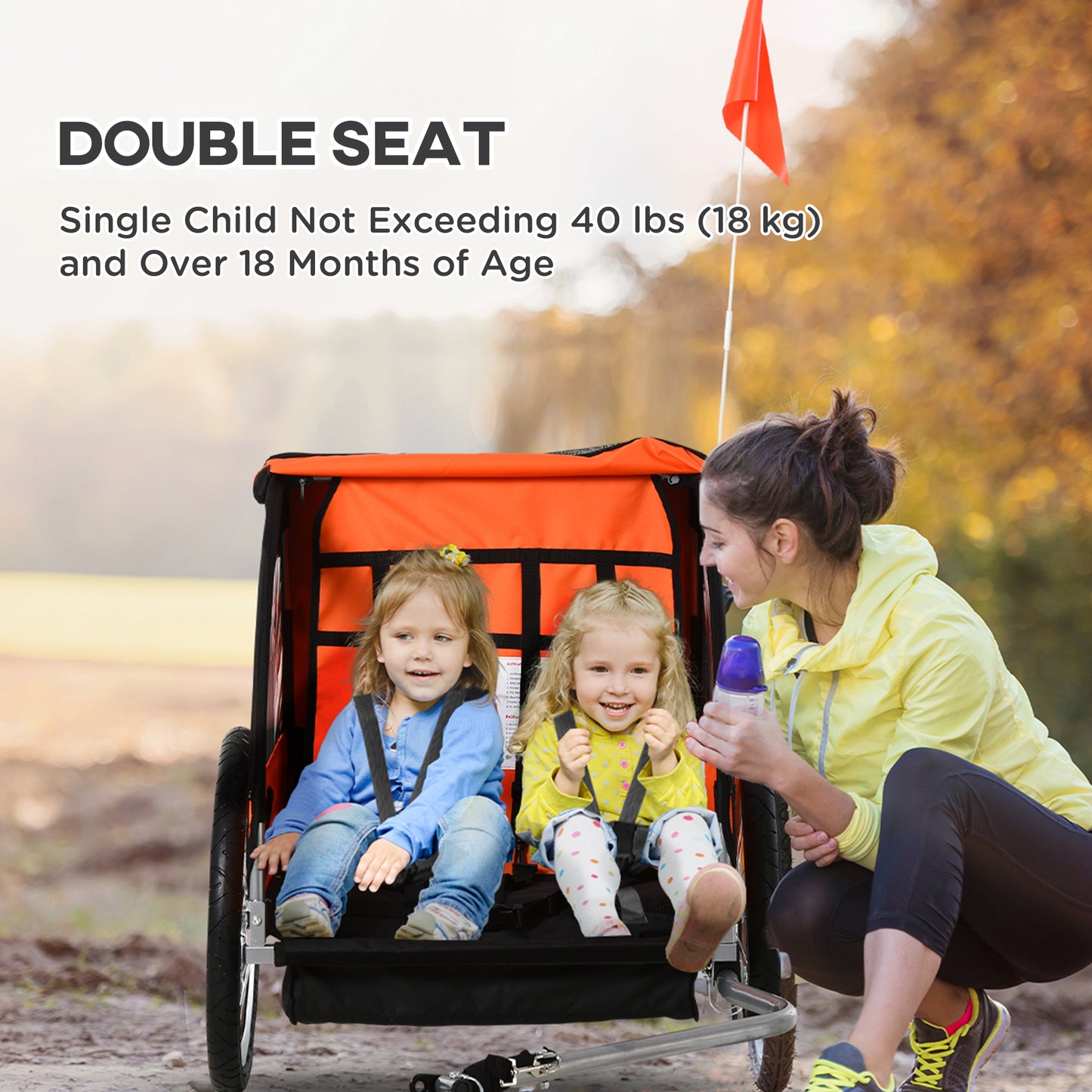 Aosom 2-Seat Child Bike Trailer for Kids with a Strong Steel Frame, 5-Point Safety Harnesses, & Comfortable Seat, Orange Car Giga GNJ Toys Walmart Giga https://www.cyberehub.com