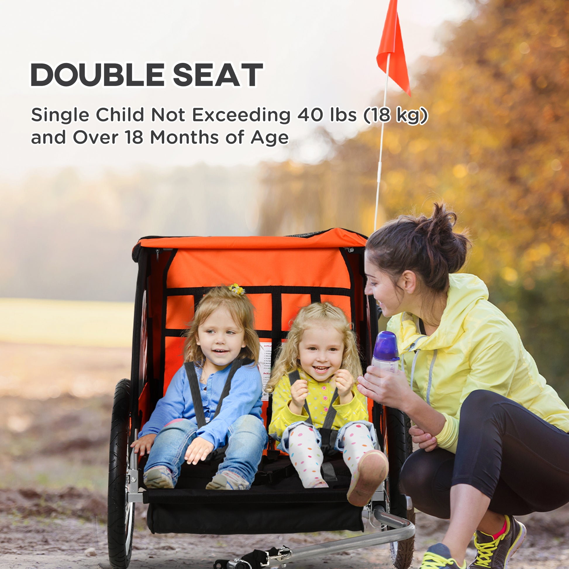 Aosom 2-Seat Child Bike Trailer for Kids with a Strong Steel Frame, 5-Point Safety Harnesses, & Comfortable Seat, Orange Car Giga GNJ Toys Walmart Giga https://www.cyberehub.com