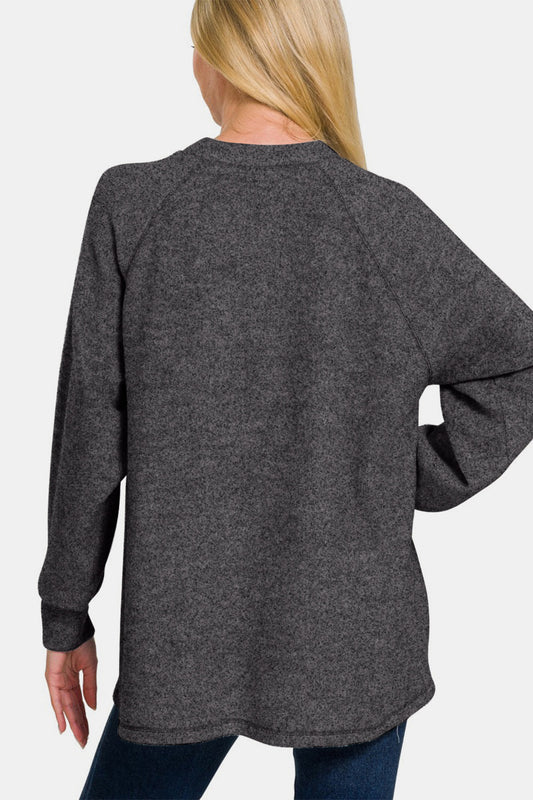 Zenana Full Size Brushed Melange Hacci High-Low Sweater Tops/Jackets/Sweaters Clothing Tops Ship from USA TikTok Trendsi USPS Walmart Zenana Trendsi https://www.cyberehub.com