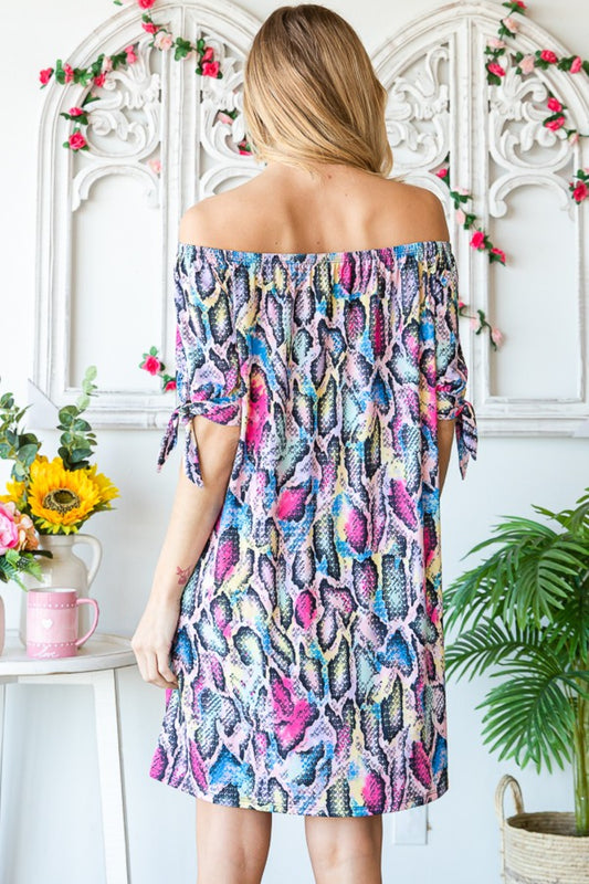 Heimish Full Size Off Shoulder Snake Mini Dress Apparel/Dress Dress Heimish Ship from USA TikTok Trendsi USPS Walmart Walmart Apparel Trendsi https://www.cyberehub.com