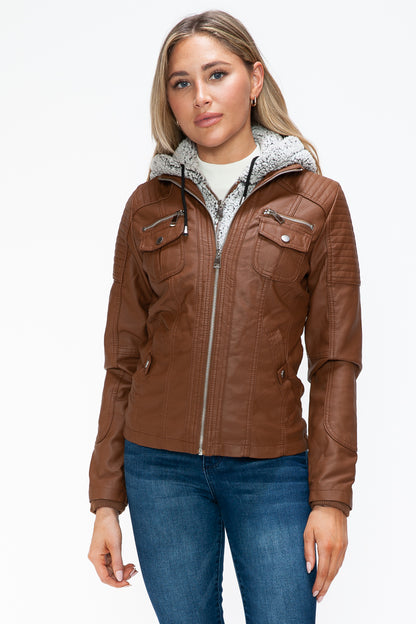YMI Removable Faux Layered Multi-Pocket Jacket with Fuzzy Hood Rust Apparel Featured Ship from USA Tiktok Trendsi USA USPS Walmart YMI outerwear Trendsi https://www.cyberehub.com