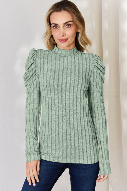 Basic Bae Full Size Ribbed Mock Neck Puff Sleeve T-Shirt Light Green Apparel/Tops Basic Bae Ship from USA TikTok Tops Trendsi USPS Walmart Walmart Apparel Trendsi https://www.cyberehub.com