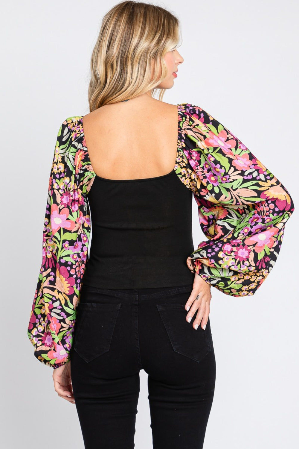 ODDI Full Size Floral Balloon Sleeve Blouse Apparel/Tops ODDI Ship from USA TikTok Tops Trendsi USPS Walmart Walmart Apparel Trendsi https://www.cyberehub.com