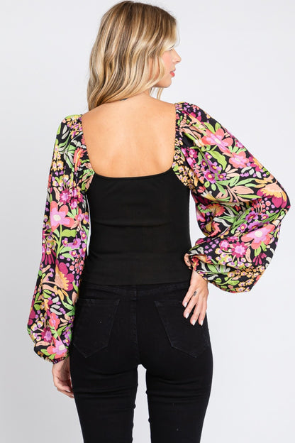 ODDI Full Size Floral Balloon Sleeve Blouse Apparel/Tops ODDI Ship from USA TikTok Tops Trendsi USPS Walmart Walmart Apparel Trendsi https://www.cyberehub.com