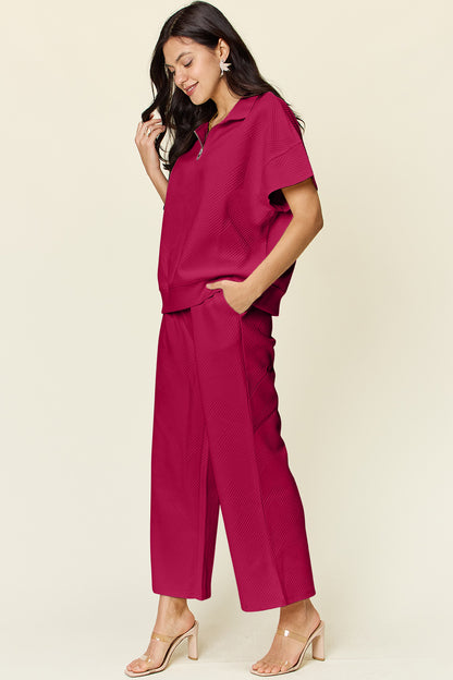 Double Take Full Size Texture Half Zip Short Sleeve Top and Pants Set Apparel/Tops Double Take Ship from USA TikTok Tops Trendsi USPS Walmart Walmart Apparel Trendsi https://www.cyberehub.com