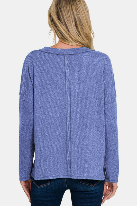 Zenana Full Size Ribbed V-Neck Drop Shoulder Top Apparel/Tops Ship from USA TikTok Tops Trendsi USPS Walmart Walmart Apparel Zenana Trendsi https://www.cyberehub.com