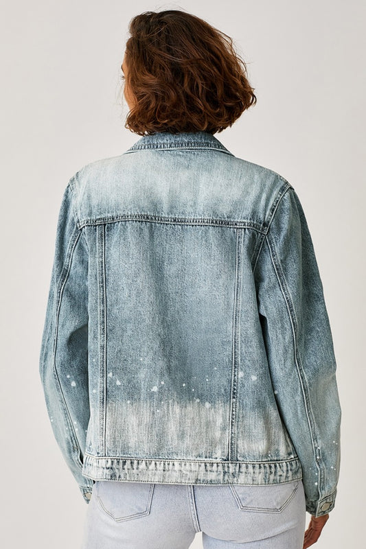 RISEN Button Up Ombre Washed Jacket Shirt Apparel Clothing Tops RISEN Ship from USA Shirts USA Women Trendsi https://www.cyberehub.com