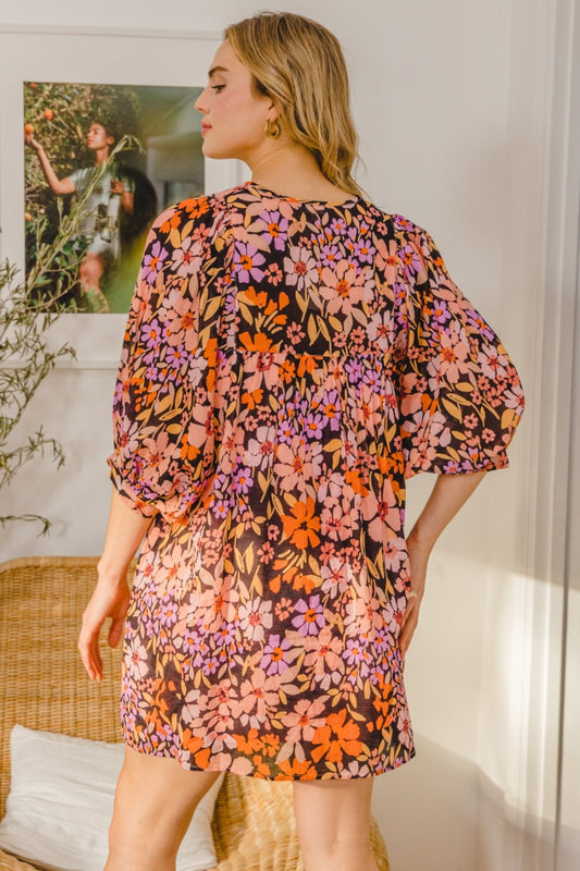 ODDI Full Size Floral Tied Neck Mini Dress Apparel/Dress Dress ODDI Ship from USA TikTok Trendsi USPS Walmart Walmart Apparel Trendsi https://www.cyberehub.com
