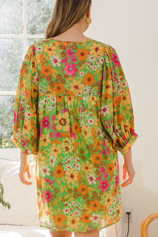 ODDI Full Size Floral Tied Neck Mini Dress Apparel/Dress Dress ODDI Ship from USA TikTok Trendsi USPS Walmart Walmart Apparel Trendsi https://www.cyberehub.com