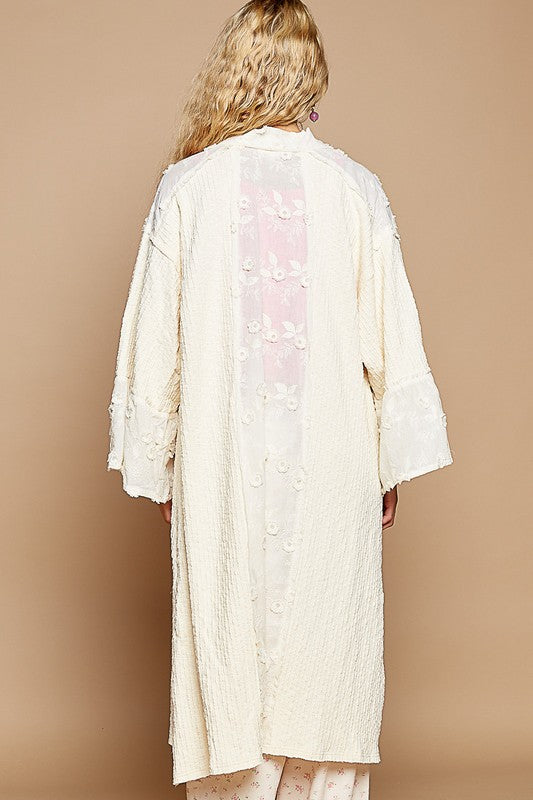 POL Flower Lace Trim Open Front Longline Cardigan Apparel Apparel POL Ship from USA TikTok Trendsi Trendsi https://www.cyberehub.com