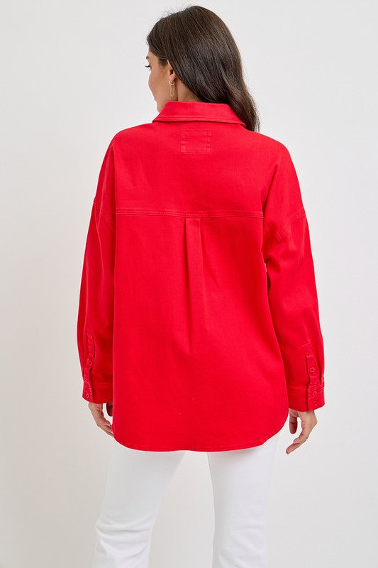 RISEN Button Down Long Sleeve Denim Shacket with Chest Pockets Tops/Jackets/Sweaters Clothing Tops RISEN Ship from USA TikTok Trendsi USPS Walmart Trendsi https://www.cyberehub.com