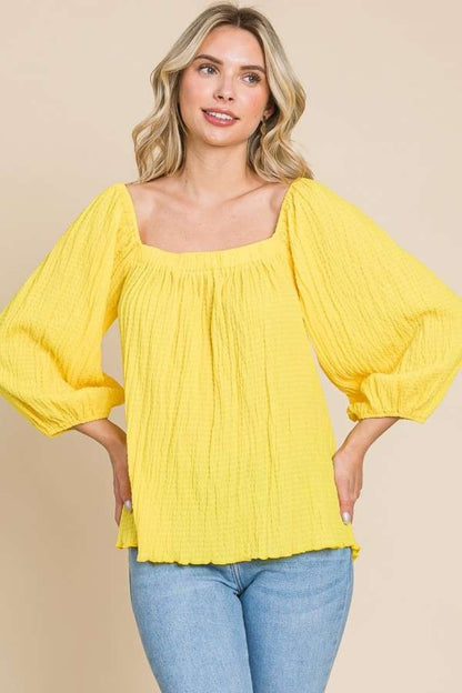 Culture Code Texture Square Neck Puff Sleeve Top Lemonade Apparel/Tops Culture Code Ship from USA TikTok Tops Trendsi USPS Walmart Walmart Apparel Trendsi https://www.cyberehub.com