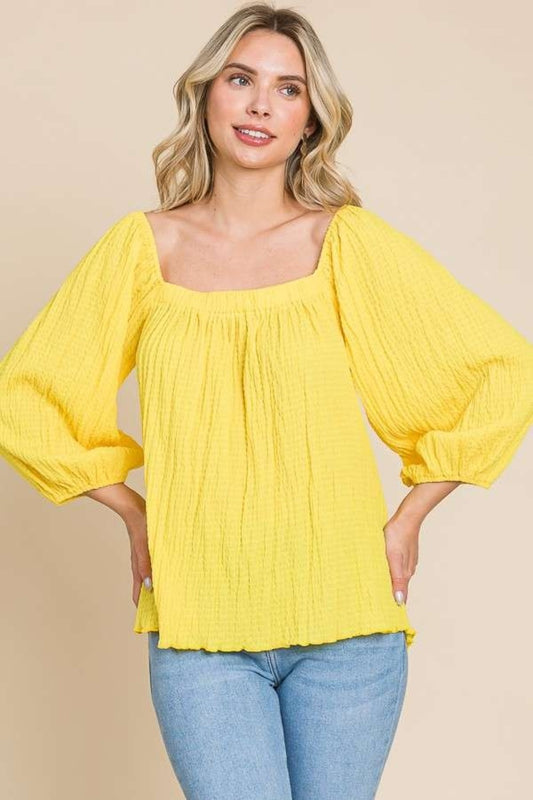 Culture Code Texture Square Neck Puff Sleeve Top Lemonade Apparel/Tops Culture Code Ship from USA TikTok Tops Trendsi USPS Walmart Walmart Apparel Trendsi https://www.cyberehub.com