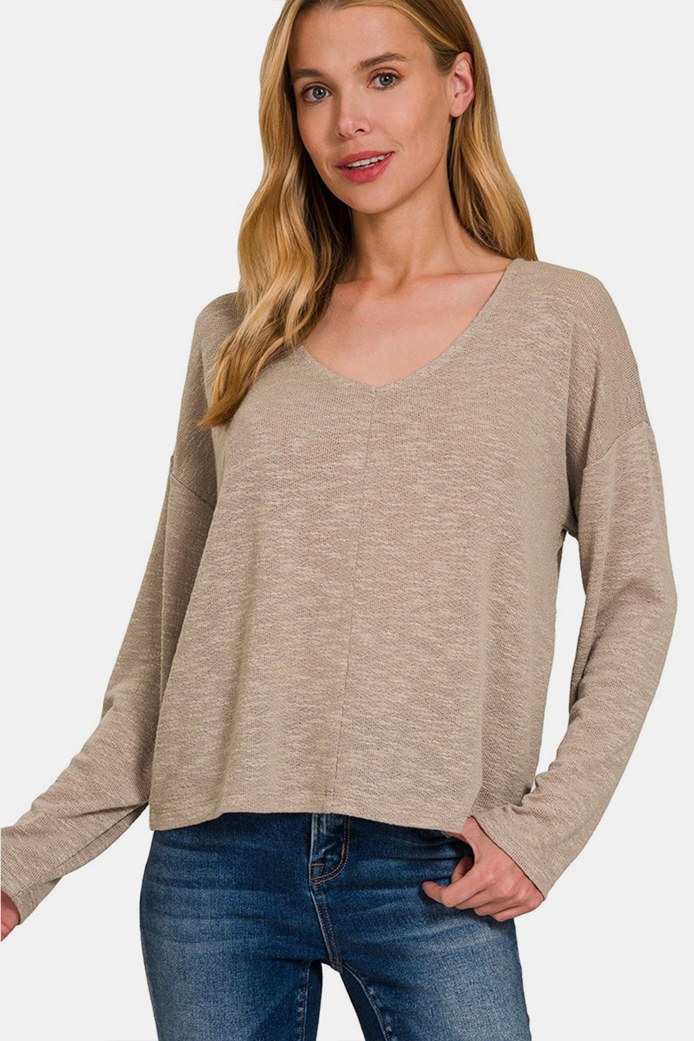 Zenana Dropped Shoulder Long Sleeve T-Shirt Lt Mocha Apparel/Tops Ship from USA TikTok Tops Trendsi USPS Walmart Walmart Apparel Zenana Trendsi https://www.cyberehub.com
