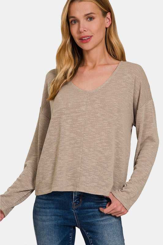 Zenana Dropped Shoulder Long Sleeve T-Shirt Lt Mocha Apparel/Tops Ship from USA TikTok Tops Trendsi USPS Walmart Walmart Apparel Zenana Trendsi https://www.cyberehub.com