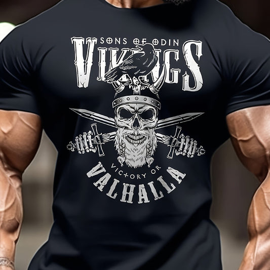 Large Men's Skull Print T-shirt Suitable For Summer, Fashionable And Casual Short Sleeved T-shirt Apparel/Shirt/Graphic Shirt SNULLO https://www.cyberehub.com