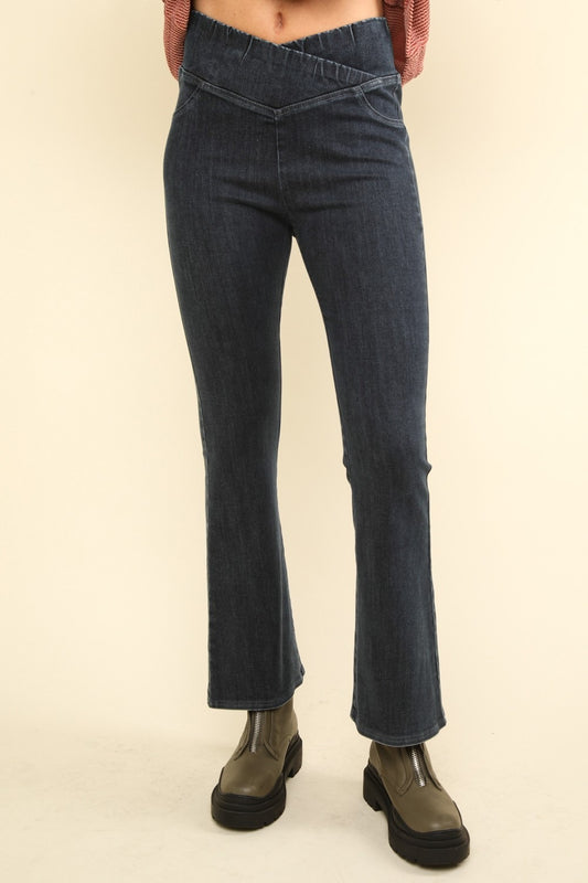 VERY J Washed Denim Stretchy Crossover Waist Leggings Black Bottoms Bottoms Clothing Ship from USA VERY J Women Trendsi https://www.cyberehub.com